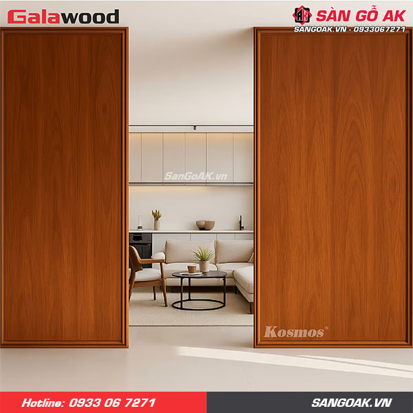 Bộ vách ngăn nhựa vân gỗ đỏ cam Galawood  906M